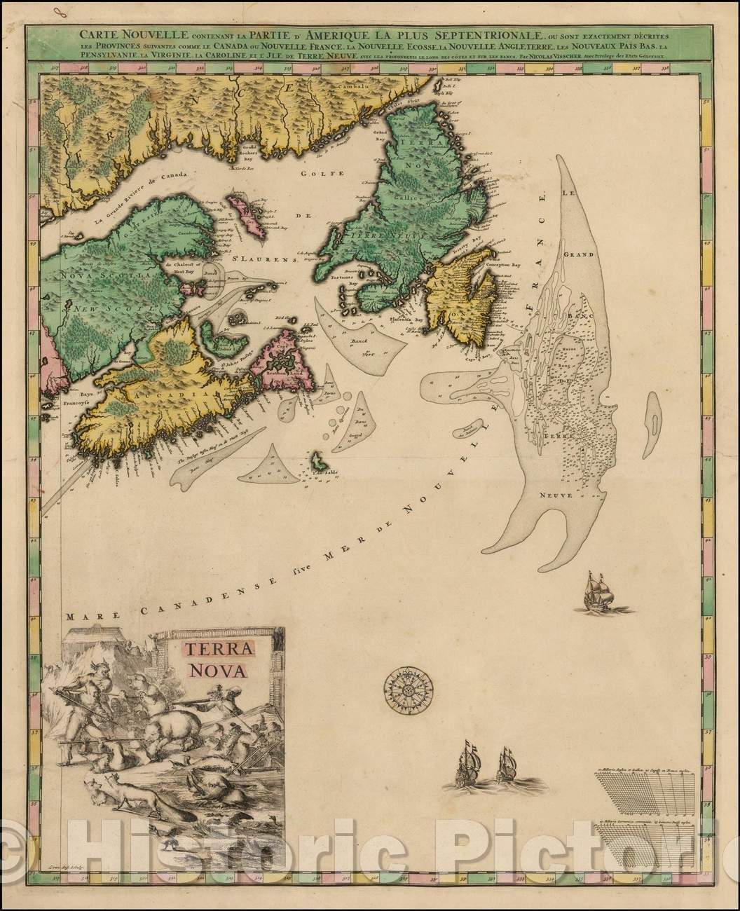 Historic Map - ] Carte Nouvelle Contenant La Partie d'A :: America, 1696 - Vintage Wall Art