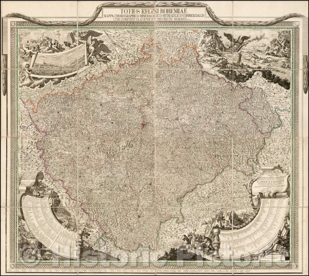 Historic Map - Totius Regni Bohemiae Mappa Chorographico-Mineralogico-Hydraulico/Chorographico-mineralogical map the entire kingdom of Bohemia-Hydraulics, 1808 - Vintage Wall Art