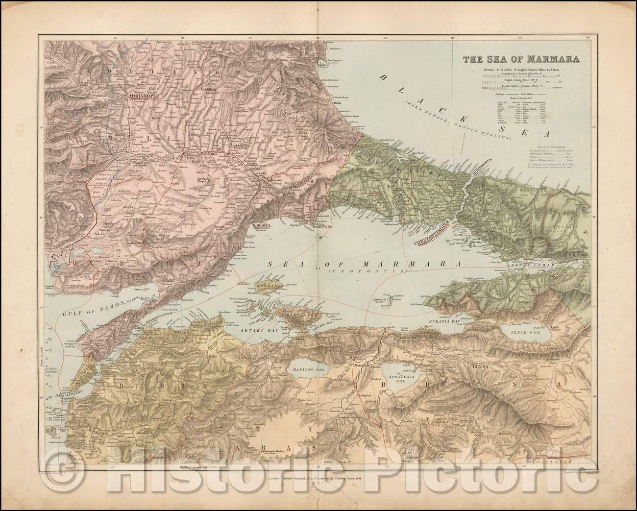 Historic Map - The Sea of Marmora, 1896, Edward Stanford v2