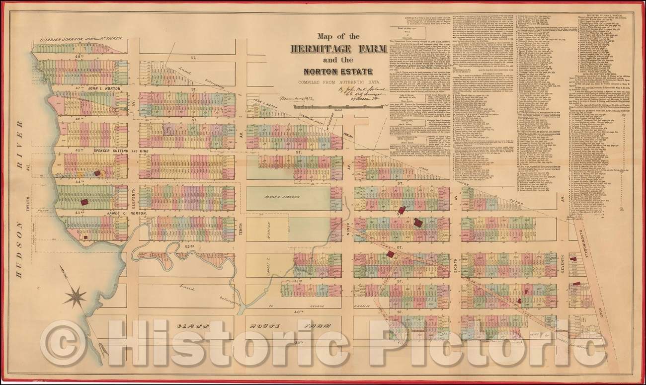 Historic Map - Map of the Hermitage Farm and the Norton Estate, 1872, John Bute Holmes - Vintage Wall Art