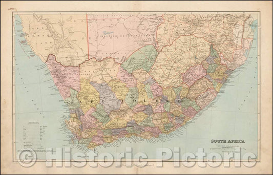 Historic Map - South Africa, 1896, Edward Stanford v2