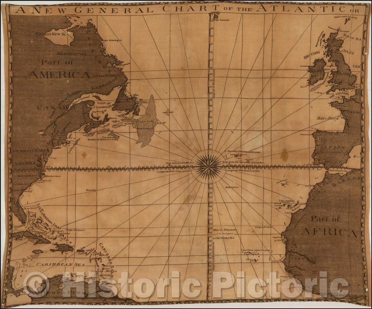 Historic Map - A New General Chart of the Atlantic Or, 1780, Anonymous - Vintage Wall Art