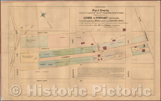 Historic Map - Map of Property formerly a part of the 12th Ward of the City of New York, 1867, John Bute Holmes - Vintage Wall Art