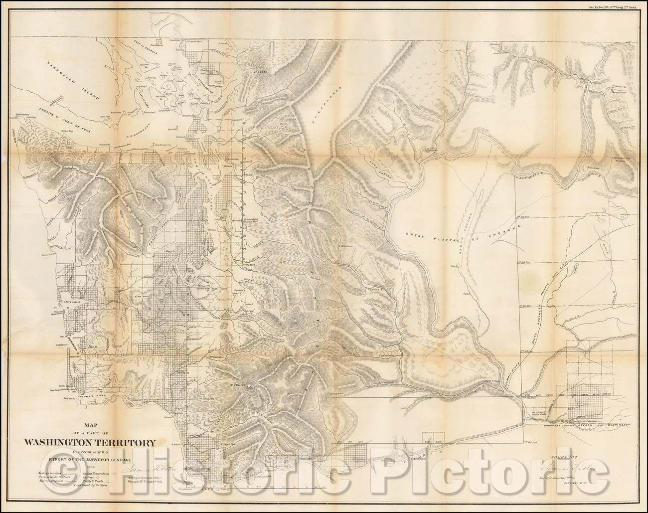 Historic Map - Map of a Part of Washington Territory to accompany the Report of the Surveyor General, 1861, General Land Office v2