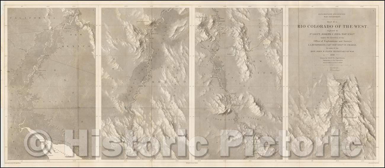 Historic Map - Map No. 1. Rio Colorado of the West explored, 1858, Joseph C. Ives v2