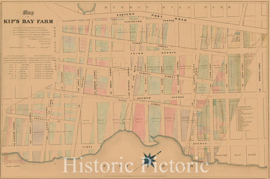 Kip's Bay Farm - Upper East Side Manhattan, 1864 | Historical Map Print