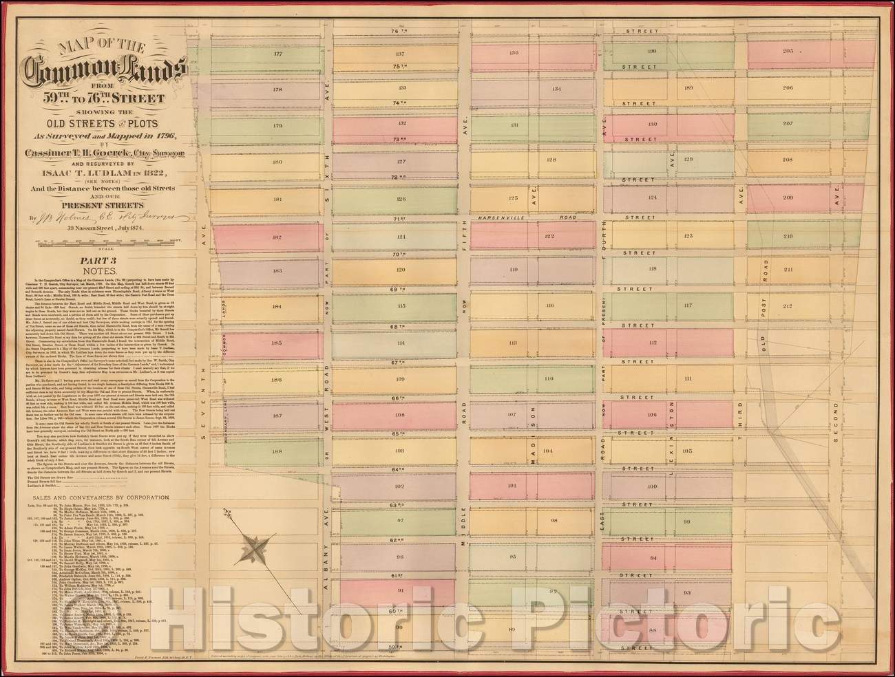 Historic Map - Map of the Common Lands From 59th to 76th Street, 1874, John Bute Holmes v1