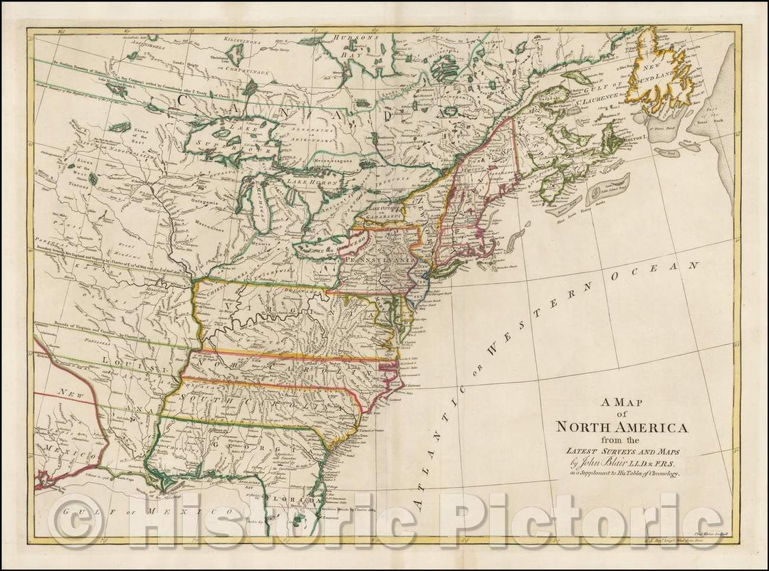 Historic Map - A Map of North America from the Latest Surveys and Maps, 1768, John Blair v3