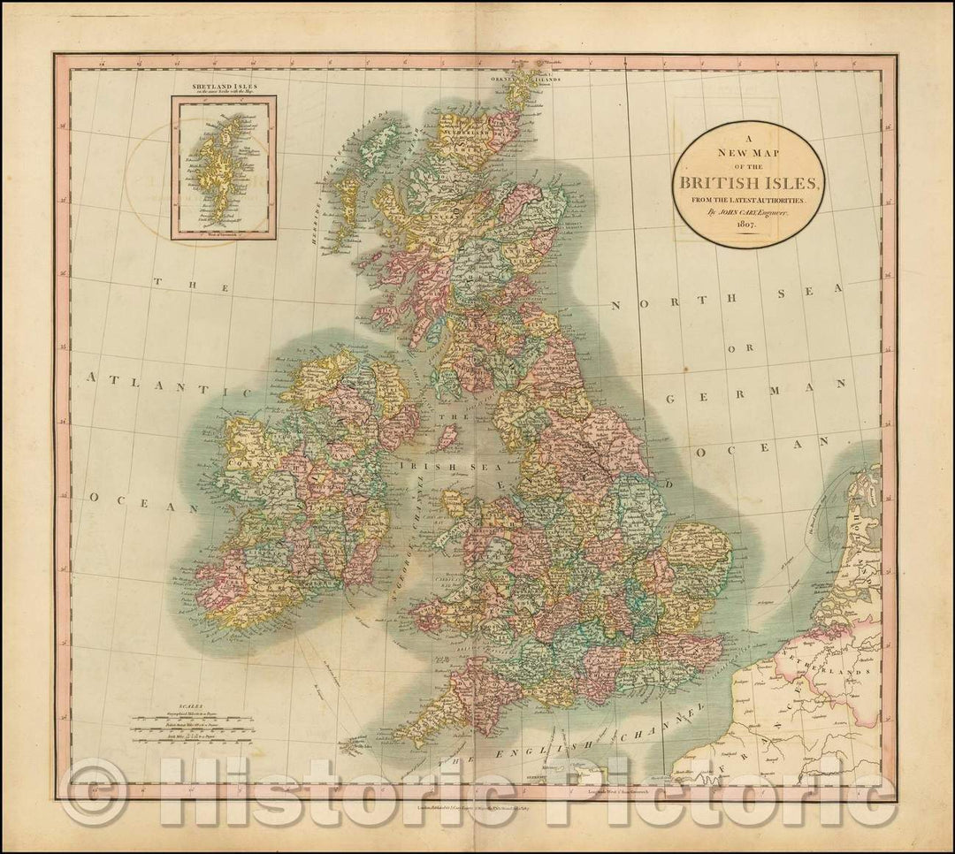 Historic Map - The British Isles, from the Latest Authorities, 1807, John Cary v2