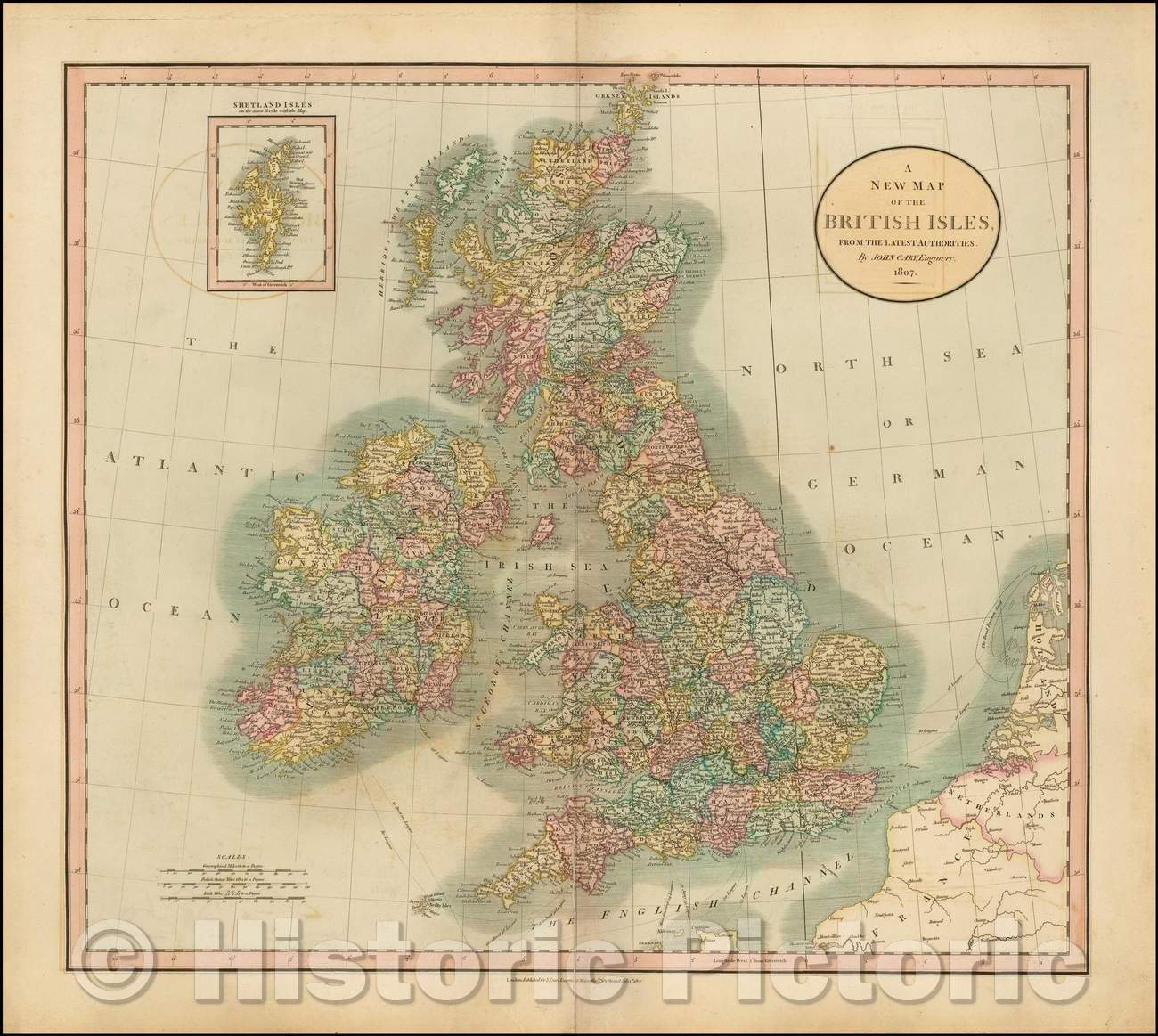 Historic Map - The British Isles, from the Latest Authorities, 1807, John Cary v2