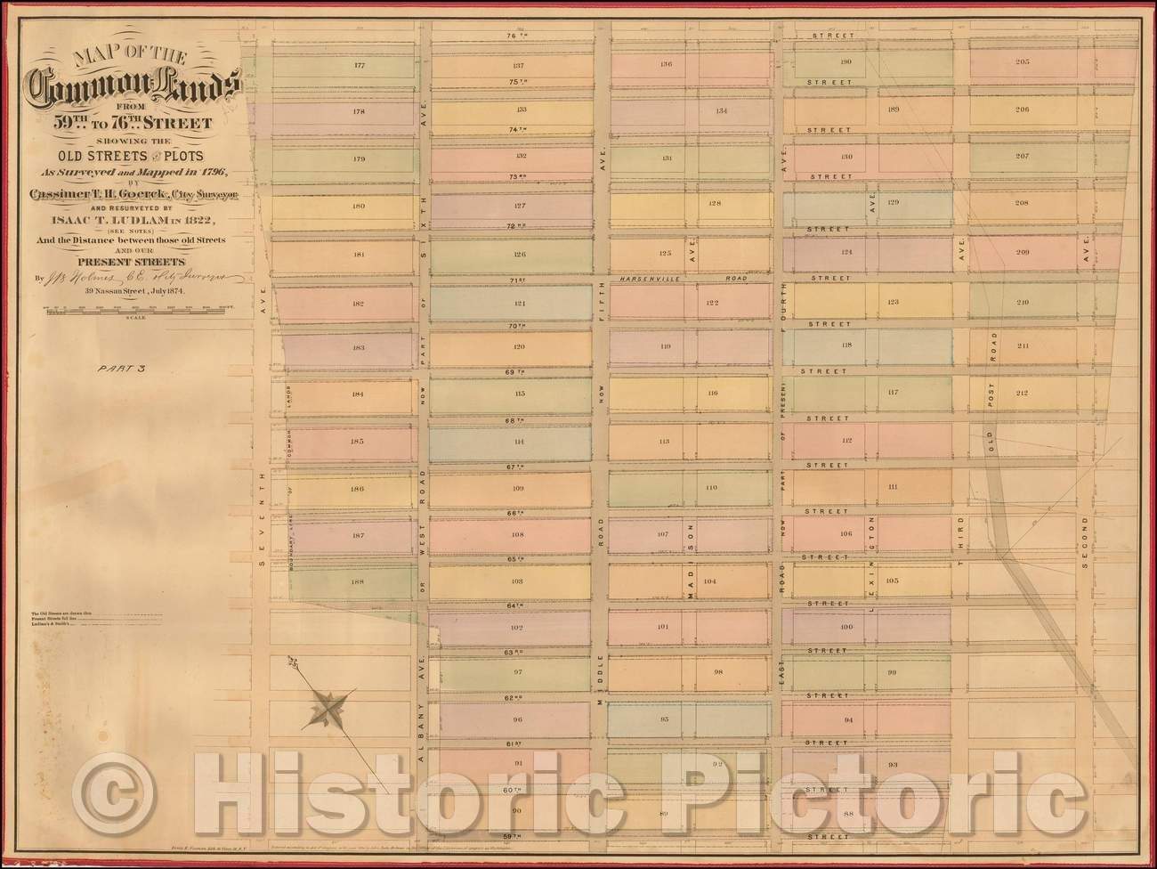 Historic Map - Map of the Common Lands From 59th to 76th Street, 1874, John Bute Holmes v2