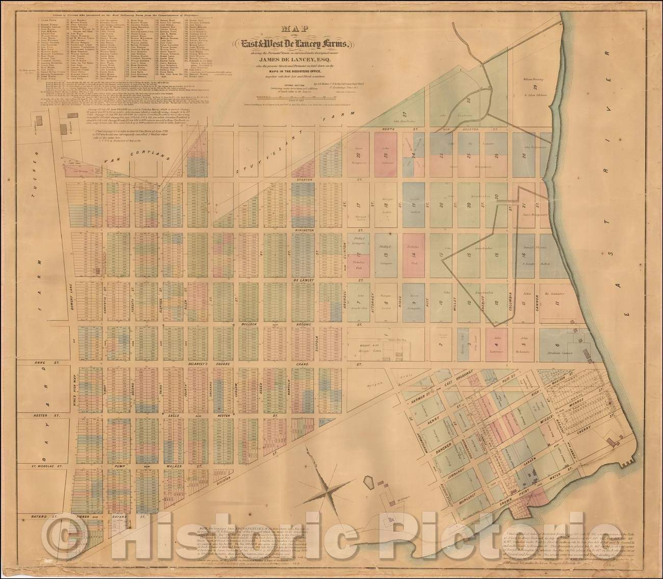 Historic Map - Map of the East & West De Lancey Farms, showing the Perimeter Streets as surveyed under its original owner, James De Lancey, Esq, 1867 - Vintage Wall Art