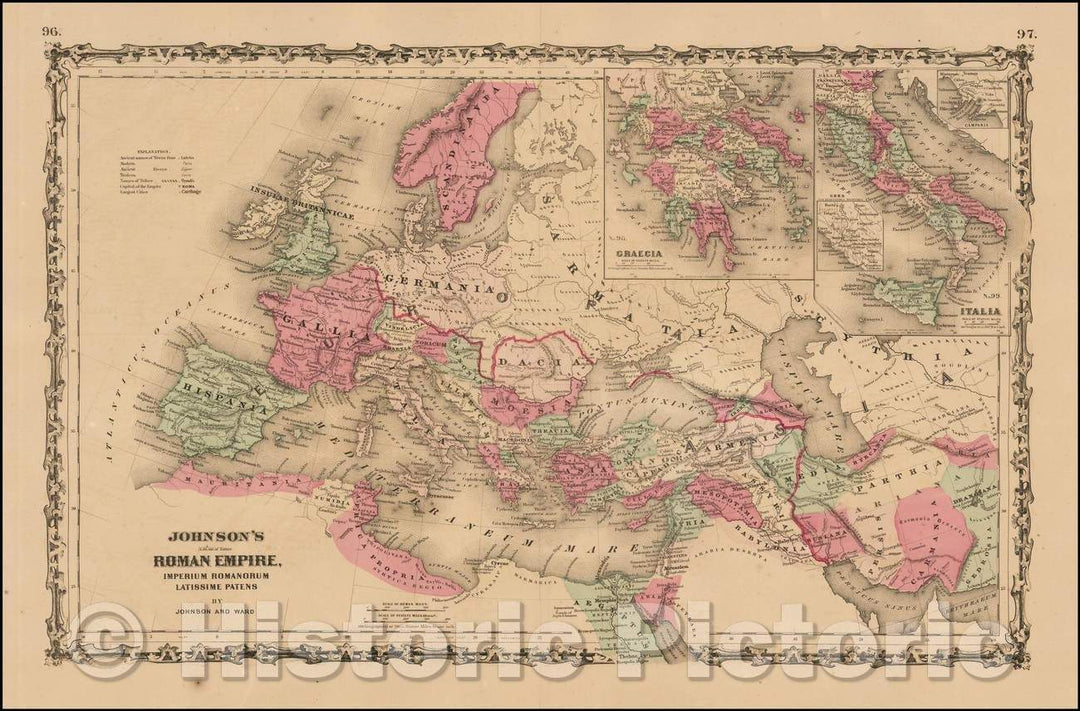 Historic Map - Johnson's Roman Empire, 1862, Benjamin Ward v2