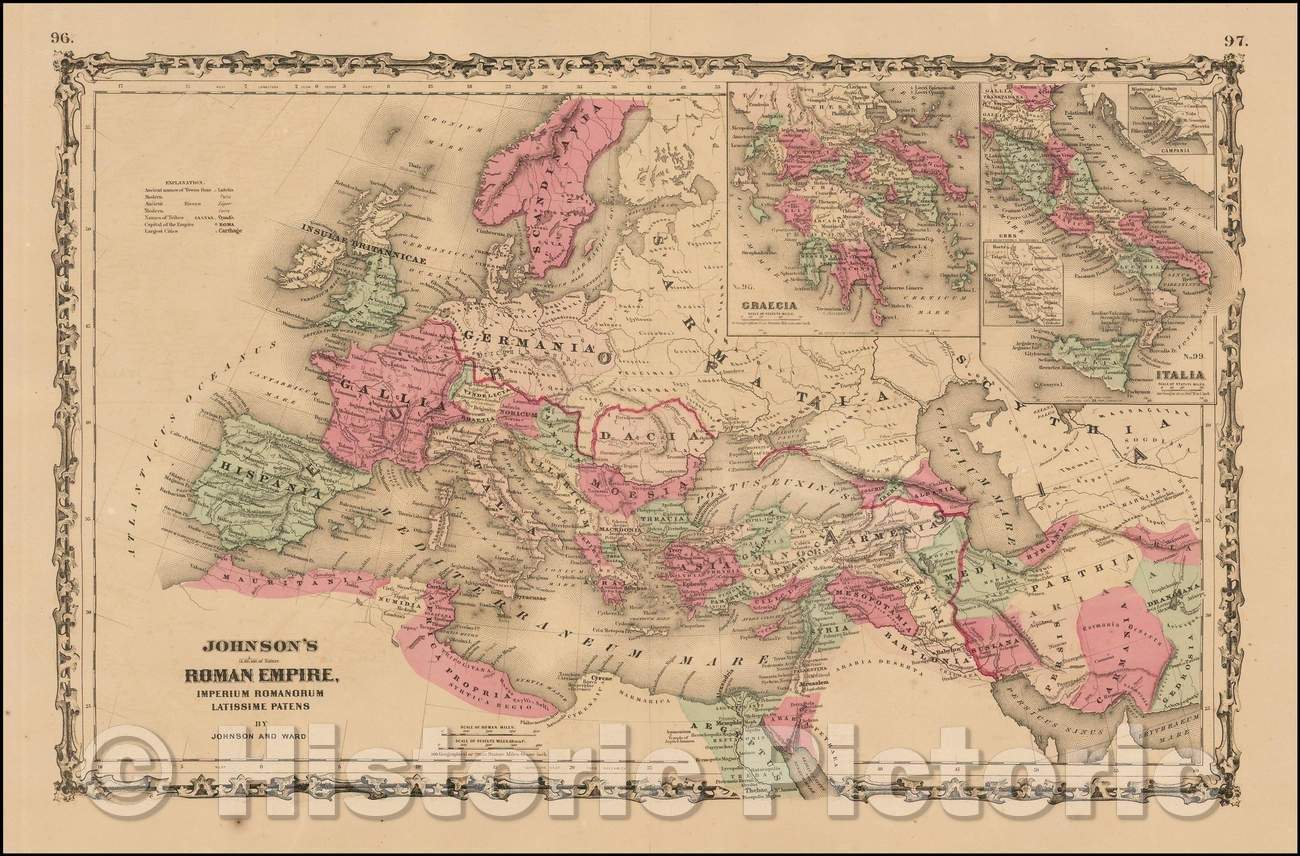 Historic Map - Johnson's Roman Empire, 1862, Benjamin Ward v2