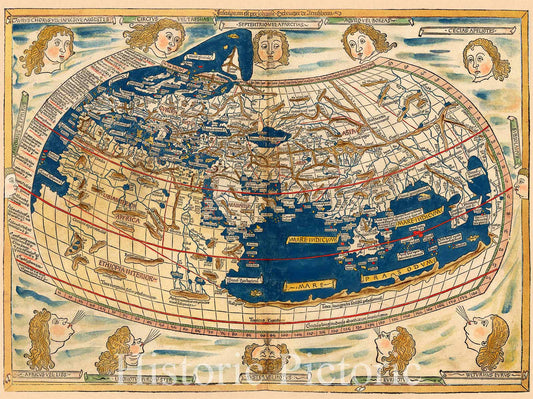 World - Ulm Ptolemy Map, 1482 - Historic Map Print
