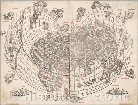 Historic Map - Modern Map of the World, 1511, Bernardus Sylvanus - Vintage Wall Art