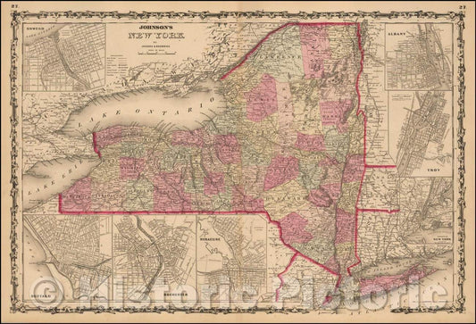 Historic Map - Johnson's New York, 1861, Alvin Jewett Johnson - Vintage Wall Art