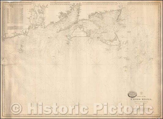 Historic Map - Coast of the United States, From New York to Cape Ann, 1856, Charles Copley - Vintage Wall Art