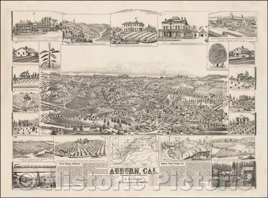 Historic Map - Auburn, Cal. Presented With Compliments of W.B. Lardner, Real Estate Agent, Att'y-at-Law & Notary Public, Auburn, Placer Co. Cal, 1887 v3