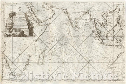 Historic Map - Carte Reduite De L'Ocean Oriental ou Mer Des Indes Seconde Edition Pour Servir aux Vaisseau du Roy, 1767, Jacques Nicolas Bellin v1