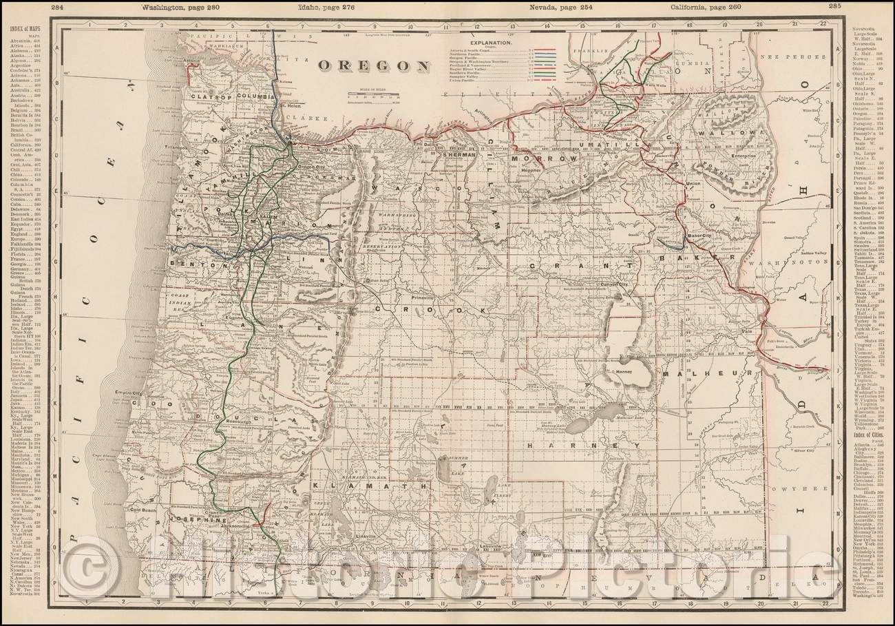 Historic Map - Oregon, 1892, George F. Cram v3