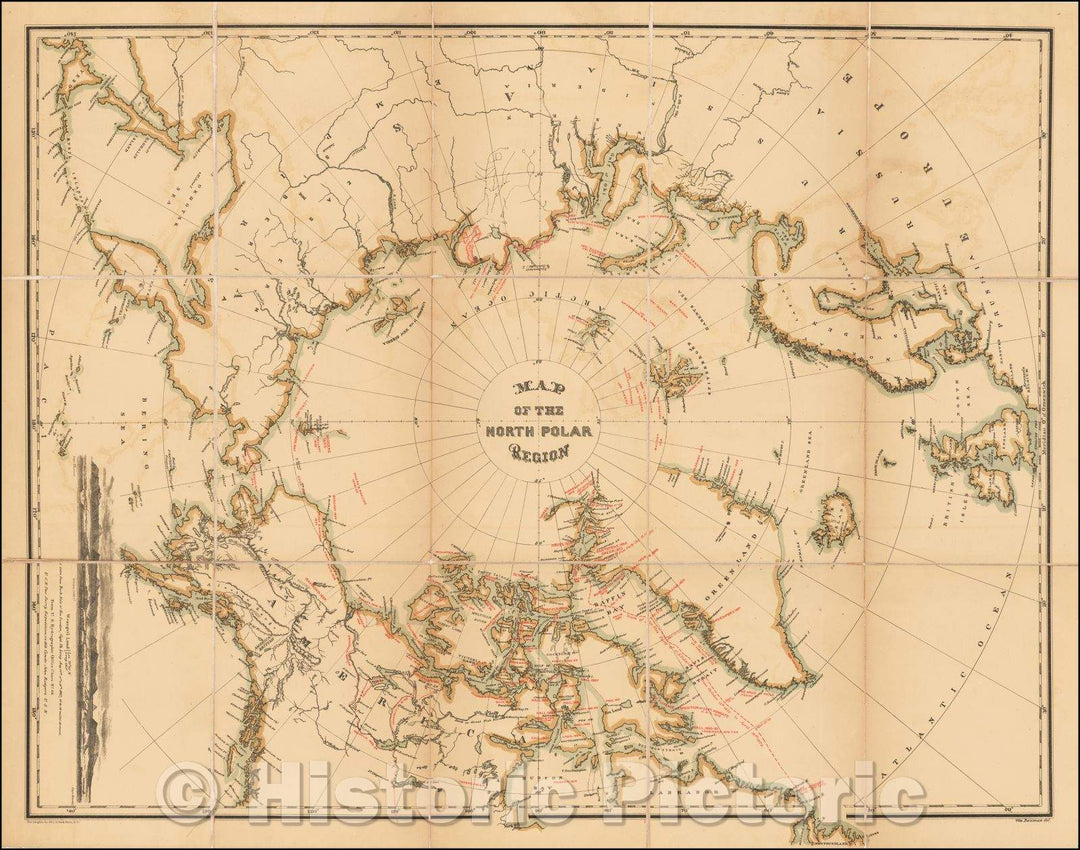 Historic Map - Map Of The North Polar Region, 1876, William Bauman v4