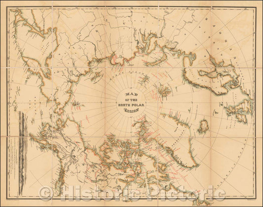 Historic Map - Map Of The North Polar Region, 1876, William Bauman v4
