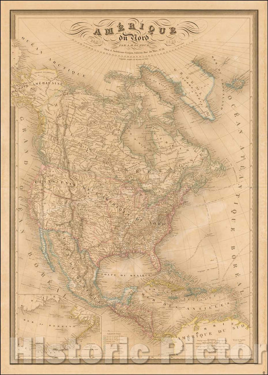Historic Map - Amerique du Nord, 1854, Adolphe Hippolyte Dufour v3