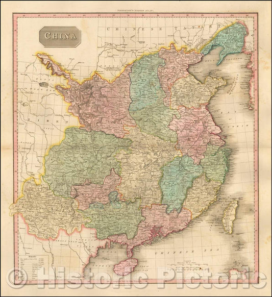 Historic Map - China [shows Formosa], 1812, John Pinkerton - Vintage Wall Art
