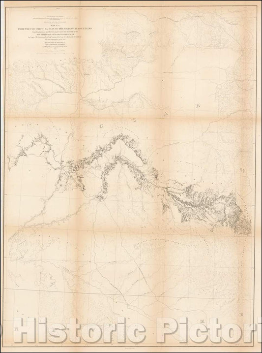 Historic Map - Map No.4. From the Coo-Che-To-Pa Pass to the Wahsatch Mountains, 1861, U.S. Pacific RR Survey - Vintage Wall Art