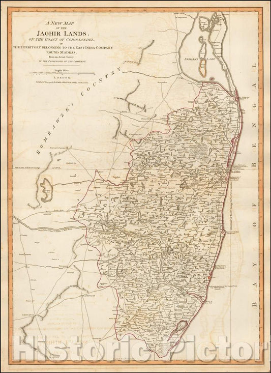 Historic Map - The Jaghir Lands, on the Coast of Coromandel. or The Territory Belonging to the East India Company Round Madras, 1794, Laurie & Whittle v3