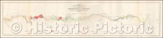 Historic Map - Geological Map of the Route explored, 1854, U.S. Pacific RR Surveys - Vintage Wall Art