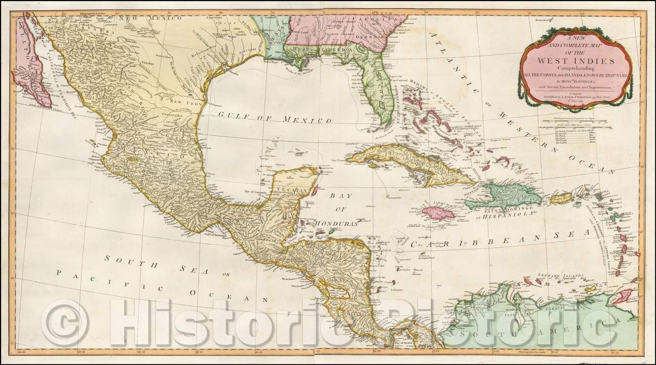 Historic Map - A New And Complete Map Of The West Indies Comprehending All The Coasts and Islands Known, 1794, Laurie & Whittle v2