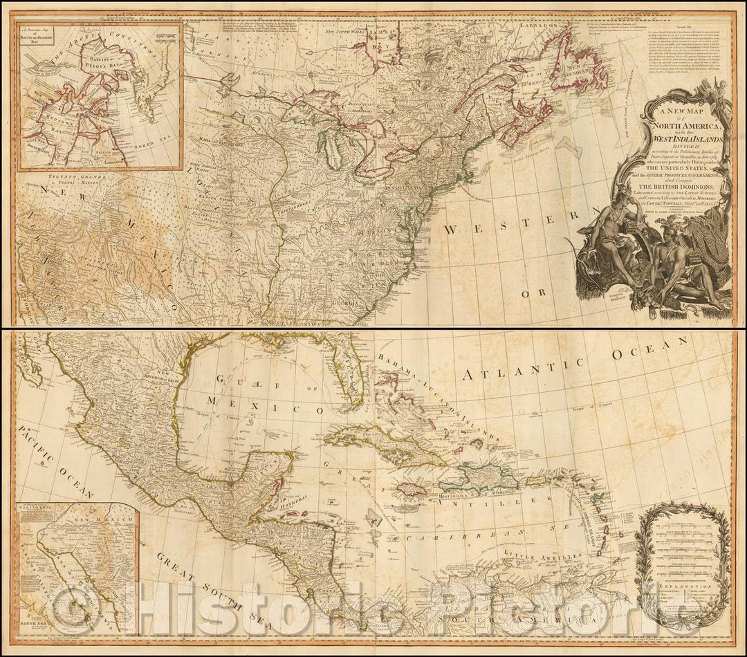 Historic Map - North America, with the West India Islands, Divided according to the Preliminary Articles of Peace, Signed at Versailles, 20 Jan. 1783, 1796 v2