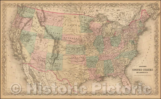 Historic Map - Colton's United States of America, 1872, G.W. & C.B. Colton v2