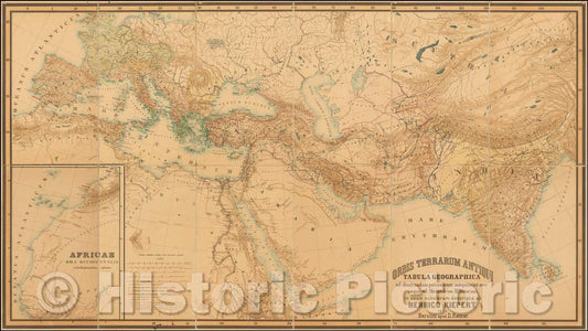 Historic Map - Orbis Terrarum Antiqui Tabula Geographica usque ad Alexandrum M. historiam/Map of the Ancient World, 1875, Heinrich Kiepert - Vintage Wall Art