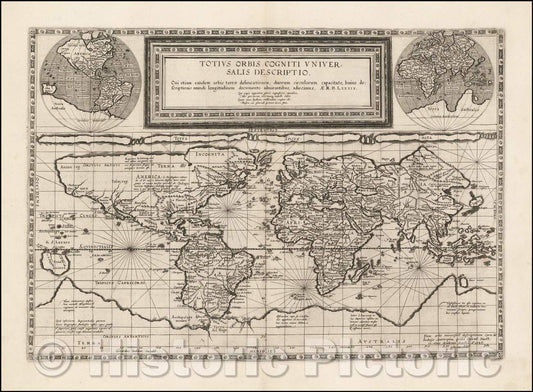 Historic Map - Totius Orbis Cogniti Universalis Descriptio, 1589, Cornelis de Jode v2
