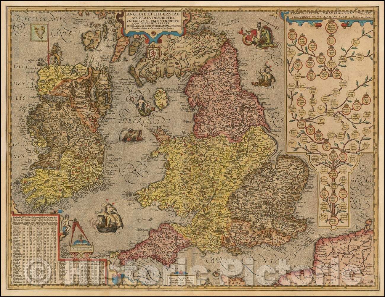 Historic Map - Angliae et Hiberniae Accurata Descriptio Veteribus et Recentioribus Nominbus Illustratus Et Ad D. Guilel. Camden Britaniam Accomodata, 1608 v1