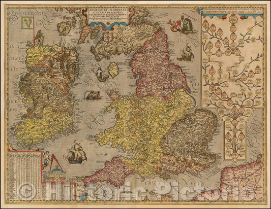 Historic Map - Angliae et Hiberniae Accurata Descriptio Veteribus et Recentioribus Nominbus Illustratus Et Ad D. Guilel. Camden Britaniam Accomodata, 1608 v1