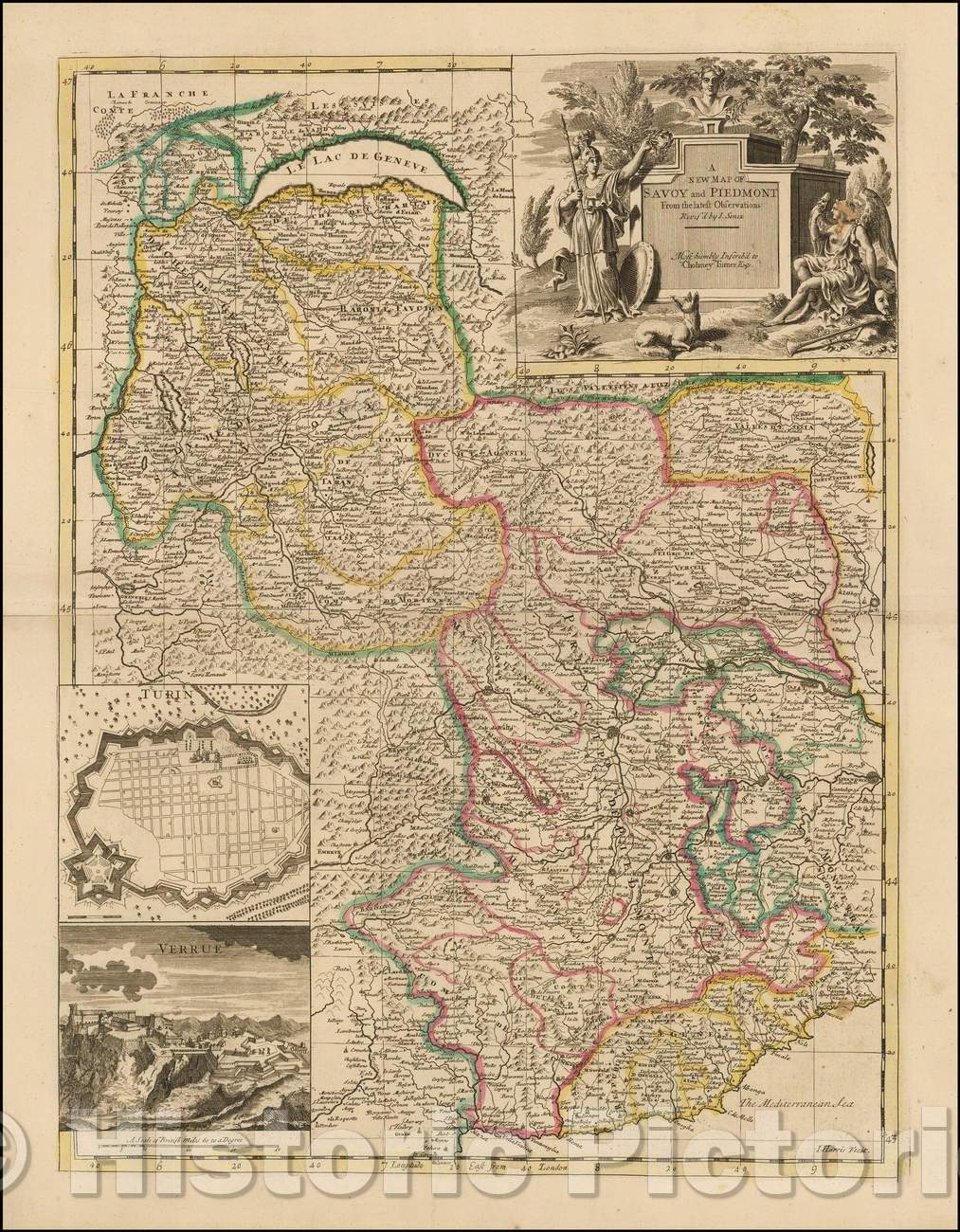 Historic Map - Savoy and Piedmont From the latest Observations, 1721, John Senex - Vintage Wall Art