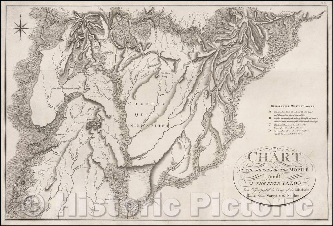 Historic Map - Chart of the Sources and Course of the Mississipi From the River Margot to the Natches, 1826 - Vintage Wall Art