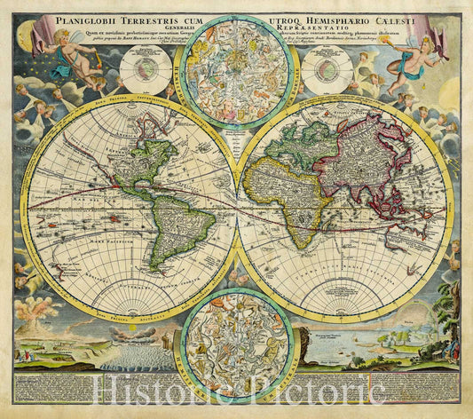Celestial Map of the World (1720) - Historical Map Print