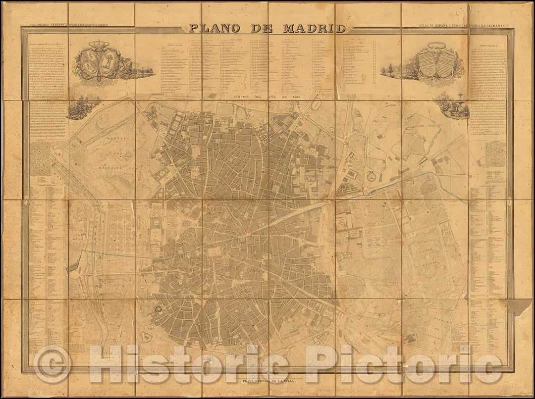 Historic Map - Plano de Madrid Edicion Del A? De 1848/Madrid plane of the Year Edition 1848, 1848, Francisco Coello - Vintage Wall Art