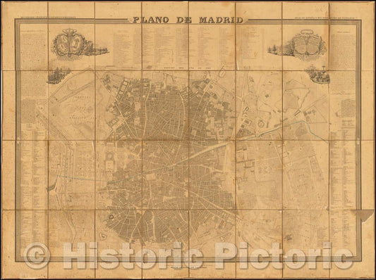 Historic Map - Plano de Madrid Edicion Del A? De 1848/Madrid plane of the Year Edition 1848, 1848, Francisco Coello - Vintage Wall Art