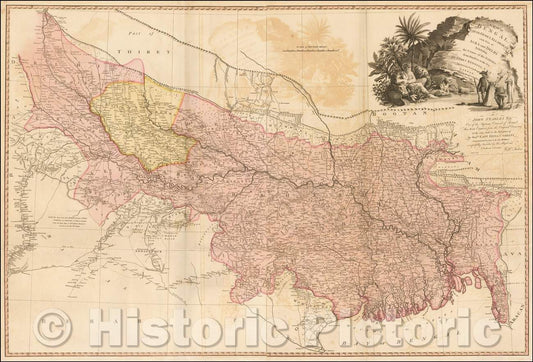 Historic Map - A Map of Bengal, Bahar, Oude & Allahabad with Part of Agra and Delhi Exhibiting the Course of the Ganges from Hurdwar to the Sea, 1786 v4