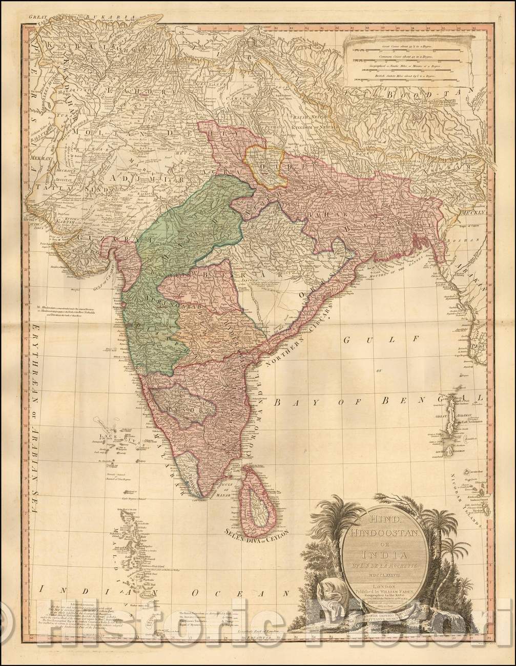 Historic Map - Hind, Hindoostan or India, 1800, William Faden v4