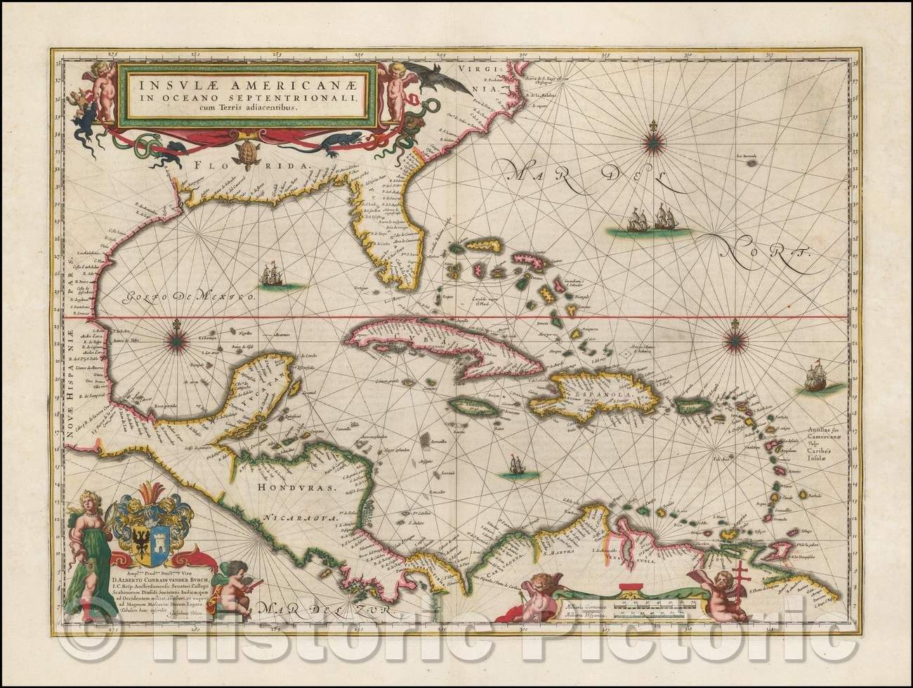 Historic Map - Insulae Americanae in Oceano Septentrionali cum Terris adiacentibus, 1635, Willem Janszoon Blaeu v4