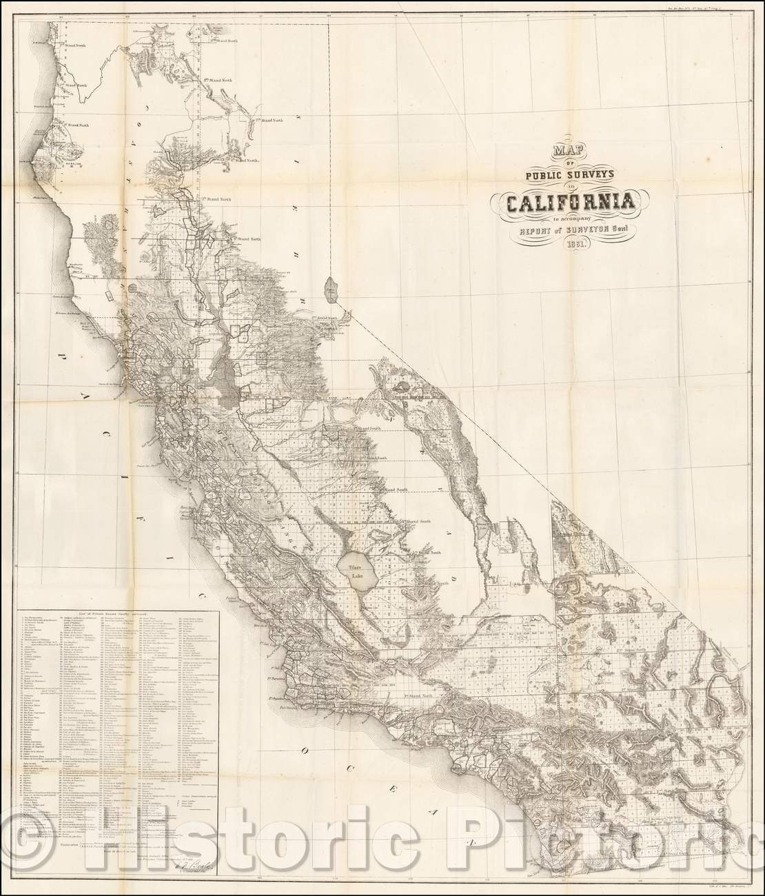 Historic Map - Map of Public Surveys in California, 1861, General Land Office v2