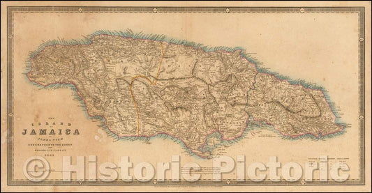 Historic Map - The Island of Jamaica, 1843, James Wyld - Vintage Wall Art