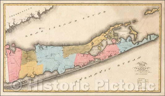 Historic Map - Map of the County of Suffolk, 1829, David Hugh Burr - Vintage Wall Art